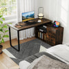 Modern Simple Study Writing Desk Heavy-duty Metal Frame Workstation-Coffee