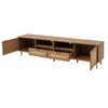 Rattan TV Stand TV Cabinet with 4 Storage Cabinet 2 Open Shelves for Living Room