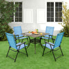 Set of 4 Patio Folding Chairs Portable Sling Back Chairs Outdoor Dining Chairs