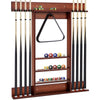 Billiards Pool Cue Rack Wall Mounted Billiard Stick Holder Made of Solid Pine