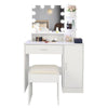 Vanity Set with 10 LED Bulbs, Makeup Table with Cushioned Stool Storage Shelves