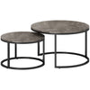 Industrial Nesting Coffee Tables Set of 2 Round Side End Tables for Living Room