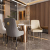 Set 2 Leather Kitchen Dining Chairs Tufted Gold Lion Head Pull Ring Accent Chair