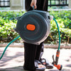 Wall Mounted 20m Auto Rewind Retractable Garden Hose Reel 9in1 Water Spray Pipe