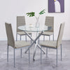 Round Clear Tempered Glass Silver Chromed Leg Dining Table Diningroom Livingroom