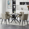 White Round Dining Table Marble Effect Top Kitchen Table with Metal Legs