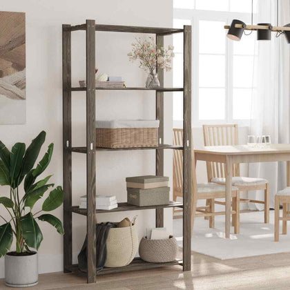 5-Tier Storage Rack Grey 80x38x170 Solid Wood Pine Q3D0