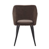 2 Pcs Brown GreyDining Chairs Faux Leather Diamond Cushion Seat With Hole