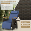 Outdoor Rattan Recliner Chair Wicker Reclining Lounge Chair w/ Armrests Navy