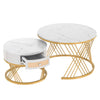 Set of 2 Round Nesting Coffee Table Side Table with 1 Drawer for Living Room