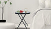 NEW INDOOR OUTDOOR PORTABLE GARDEN PATIO BISTRO FOLDING GLASS TOP METAL TABLE