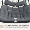 Double Seater Rattan Swing Chair Hanging Patio Seat Thick Cushion Metal Frame