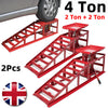 2x Heavy Duty 2 Ton Metal Car Ramp Lift Height Adjustable Hydraulic Jack Garage