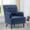 Soft Velvet Armchair Chesterfield Studded Wing Back Occasional Fireside Chair UK