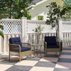 3 Pieces Rattan Bistro Set with Tempered Glass Table Charcoal Grey