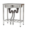 Stainless Steel Double Bowl Kitchen Sink Commercial Catering Wash Sink w/Shelf