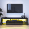 Black&White TV Unit Cabinet Stand with LED Light 160cm High Gloss Doors Storage
