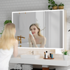 Modern Bathroom Mirror Cabinet With LED Lights 5 Shelves Anti-Fog Touch Switch