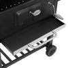 Garden Barbecue Grill Portable BBQ Trolley Grill with Thermometer Folding Shelf