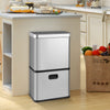 Motion Sensor Garbage Can with 2 Removable Waste Bins-Silver