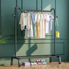 Black Metal Clothes Rail Rack Garment Stand Corner Open Wardrobe with Shelf