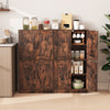 Pantry Cabinet Floor Storage Cabinet with Adjustable Shelves-Brown