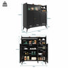 Modern Sideboard Storage Cabinet Cupboard with Glass Door and Open Space Black