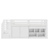 KIDS CHILDREN'S BED 3FT CABIN BED MID SLEEPER WITH DESK, STAIRS STORAGE CABINET