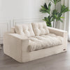 2 Seater Floor Sofa Corduroy Bean Bag Loveseat Armrests Living Room