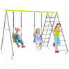 4-in-1 Garden Swing Set with Two Swings, Climber, Climbing Net, for Outdoors