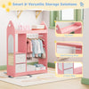 Pink Kids Wardrobe Clothes Hanging Drawer Toy Storage Cabinet Open Wardrobe New