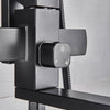 Modern Black Bathroom Exposed Shower Mixer Twin Head Large Square Bar Set Valve