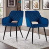 Pair of Dining Chair Velvet Diamond Chairs with Metal Legs Black/Blue/Grey/Green