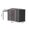 New 8 X 4FT Garden Shed Metal Pent Roof Outdoor Tool Bike Storage WITH Open Shed