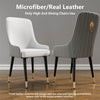 Set 2 Leather Kitchen Dining Chairs Tufted Gold Lion Head Pull Ring Accent Chair