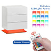 LED Light 3 Drawers Bedside Table High Gloss Cabinet Side End Table Living Room
