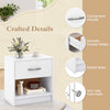 Bedroom Modern End Table Compact Nightstand w/Storage Shelf-White
