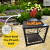 Outdoor Fire Pit Garden BBQ Patio Heater Storage Large Metal Table Log Burner