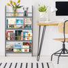 Grey 4-Tier Wall Mounted Children Bookcase Display Bookshelf Storage Unit Rack