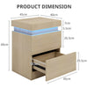 LED Bedside Table 2 Drawers Cabinet Charging Station Nightstand Storage Wood