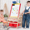 3 in 1 Kids Wooden Easel Chalkboard Whiteboard Paper Roll Drawing Writing