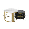 Round Coffee Table For Living Room Nest of Side End Tables Set of 2, White/Black