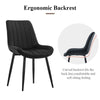 2pcs Dining Chairs Set Black Velvet Padded Seat Back Restaurant Chair Fabric