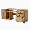 Solid Pine Computer Desk Home Office Table with 1 Door 3 Drawers Storage Waxed