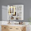 Bathroom Wall Cabinet LED Mirror Unit 2 Door Cupboard Storage Shelves Unit White
