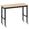 Rolling Computer Desk w/ Rubber Wood Top-Natural
