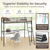 Single Metal Loft Bed Heavy-duty Steel Slats Support Loft Bed Home Sleeper Frame