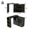 Multifunctional Storage Cabinet Kitchen Island with 360°Rotating Bar Table Black