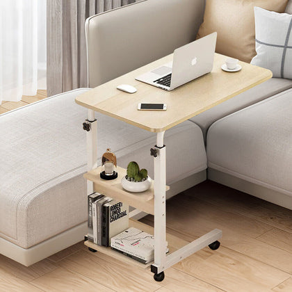 Adjustable Laptop Stand Movable Bed Table Sofa Side Notebook Desk Storage Shelf
