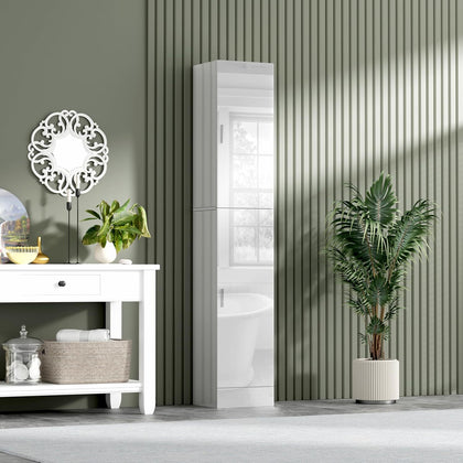 190cm High Gloss Slimline Bathroom Tallboy Free Standing Cabinet Tall Storage